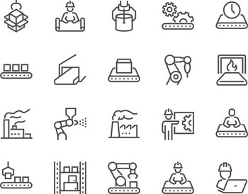 Line mass production icons vector image