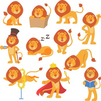 Lion mascot pose happy cartoon cute wild vector image