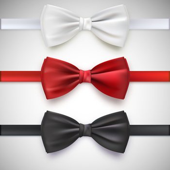 Realistic white black and red bow tie vector image