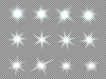 Set of glowing light bursts with sparkles vector image