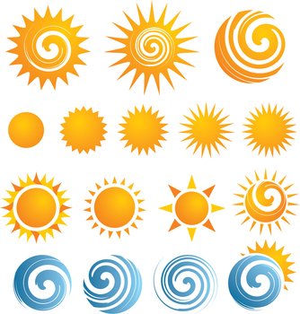 Sun icons collection vector image