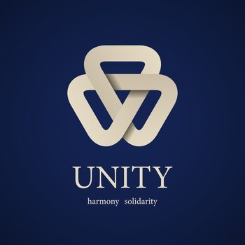 Unity paper triangle icon design template vector image