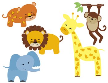 Baby safari animals vector image