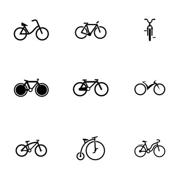 Black bicycle icons set vector image