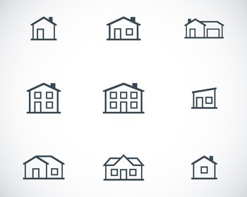 Black houses icons set vector image