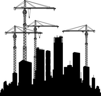 Buildings and cranes vector image