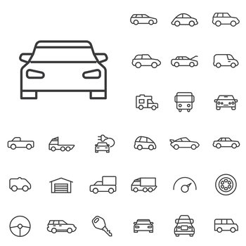 Car outline thin flat digital icon set vector image