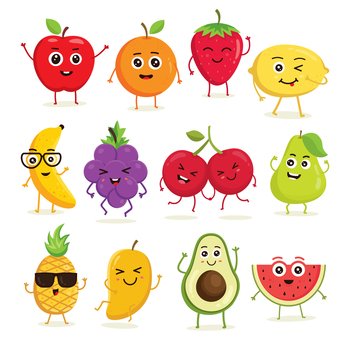 Collection of cute fruits vector image
