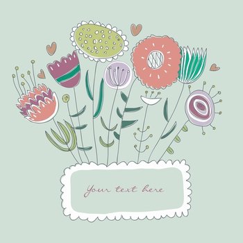 Hand-drawn floral frame vector image