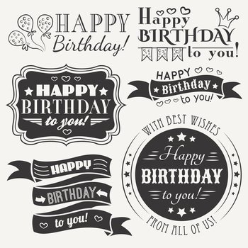 Happy birthday greeting card collection in holiday vector image