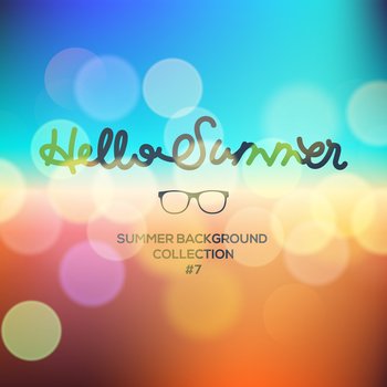Hello summer summertime blurred background vector image