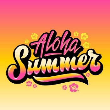 Aloha summer abstract hand lettering vector image