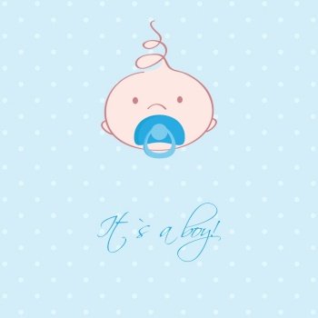 Baby boy announcement card vector image