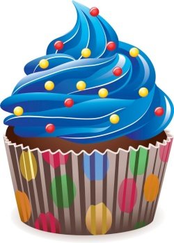 Blue cupcake vector image