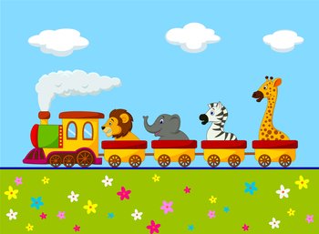 Animal train cartoon vector image