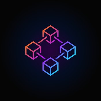 Blockchain colorful line icon or logo vector image
