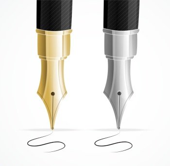 Close up of a fountain pens and signature vector image