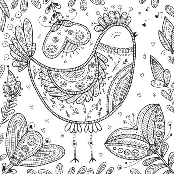 Decorated bird in ethnic boho style vector image