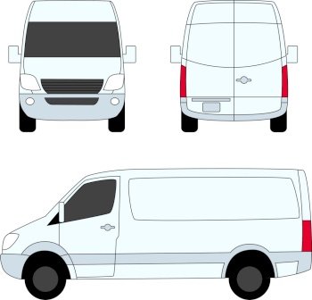 Delivery van white three sides vector image