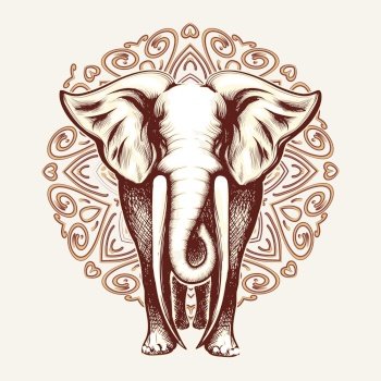 Elephant on mandala background vector image