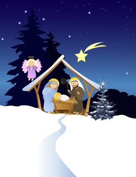 Christmas nativity scene vector image