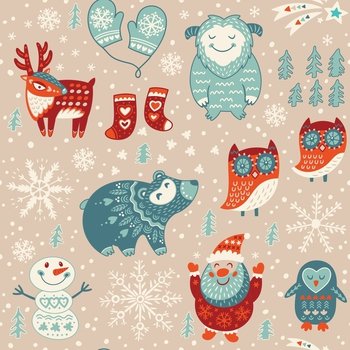 Christmas seamless pattern vector image