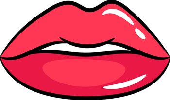 Female red lips sticker vector image