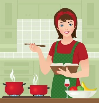 Housewife in the kitchen vector image