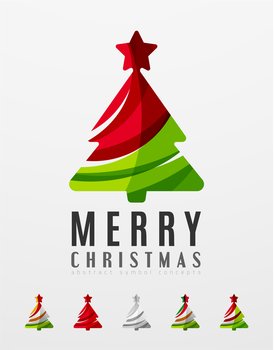 Set of abstract christmas tree icons business vector image