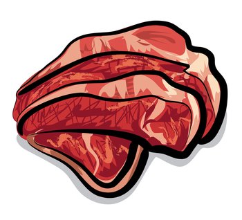 Sliced raw meat vector image