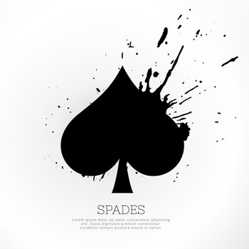 Spades symbol with ink splatter vector image