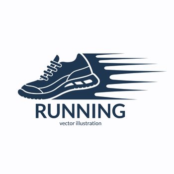 Speeding running shoe icon symbol or logo vector image