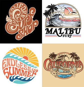 Surf graphic set vector image