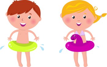 Swimming boy and girl vector image