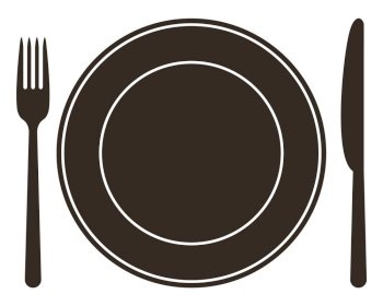 Place setting with plate knife and fork vector image