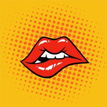 Sexy biting lips vector image