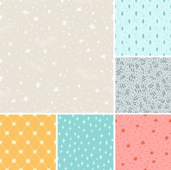 Stardust seamless patterns collection vector image