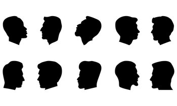 Silhouette man heads in profile black face Vector Image