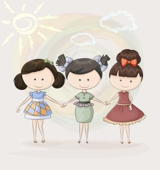 Three girlfriends vector image