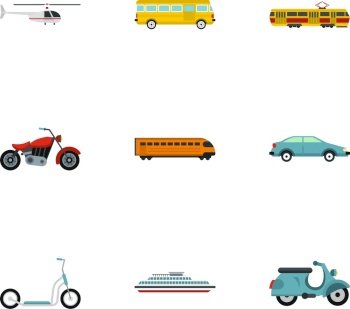 Vehicles icons set flat style vector image