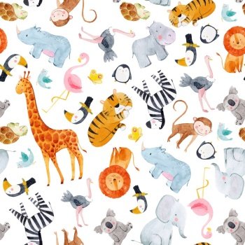 Safari animals watercolor pattern vector image