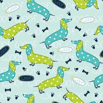 Seamless pattern with cute dogs vector image