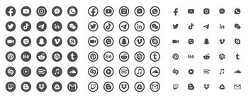 Social media modern flat web icons set vector image