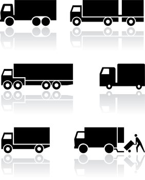 Truck or van symbol set vector image