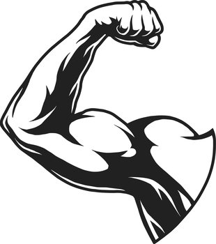 Vintage bodybuilder flex arm template vector image
