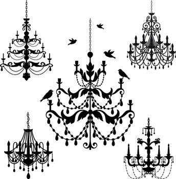 Vintage chandelier set vector image