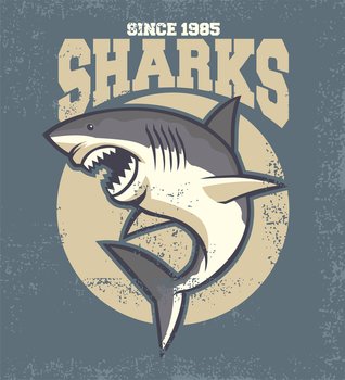 Vintage shark mascot vector image