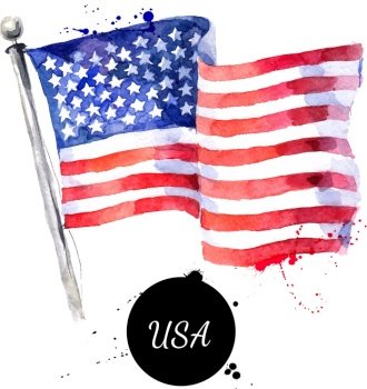 Watercolor usa flag hand drawn flag of america vector image