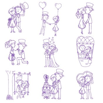 Wedding doodles vector image
