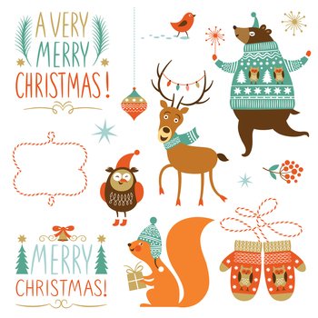 Collection of christmas graphic elements vector image